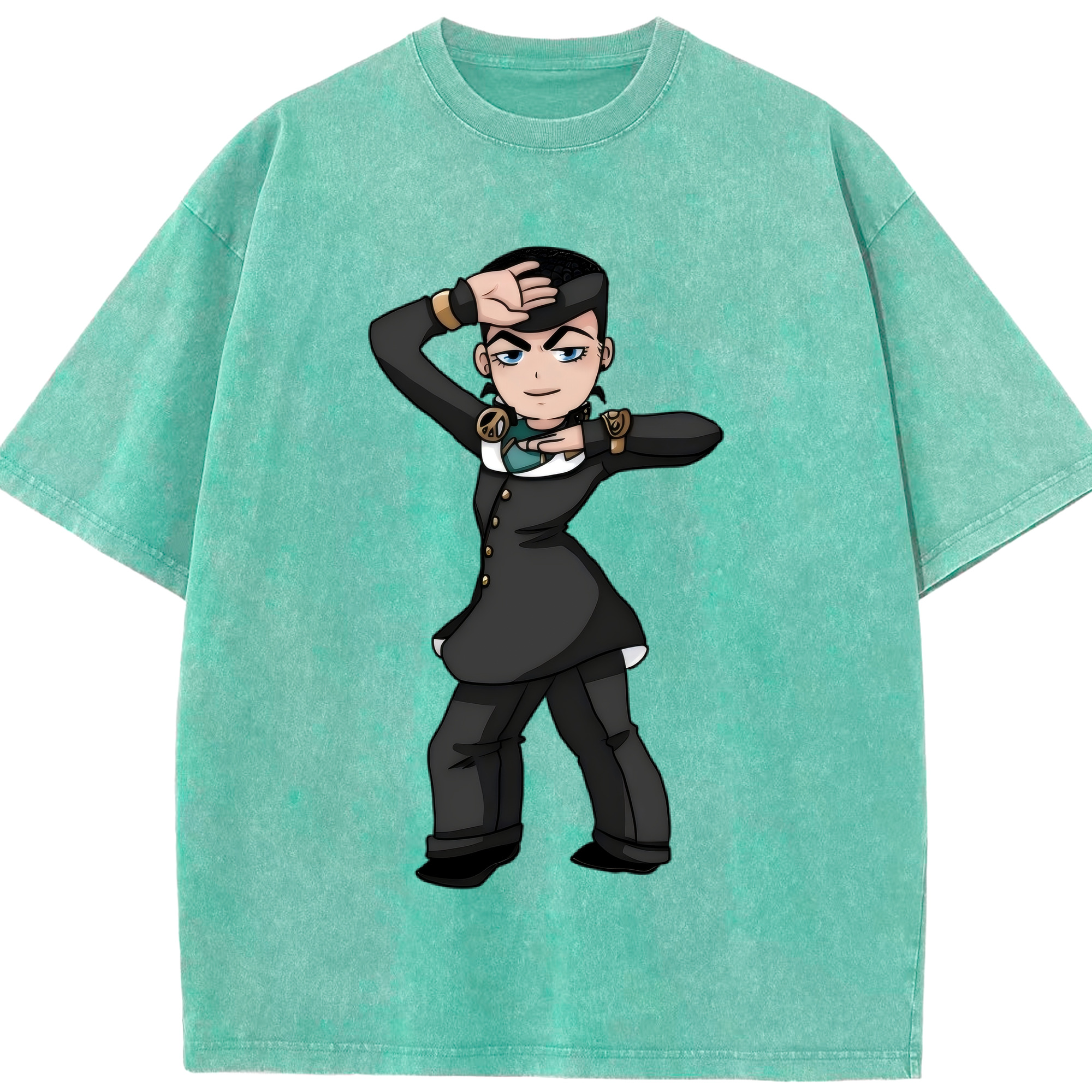 （画像用） ジョジョの奇妙な冒険 ひがしかた じょうすけ JoJo's Bizarre Adventure Higashikata Josuke 綿100% ヴィンテージ風 半袖Tシャツ（フロントプリント）